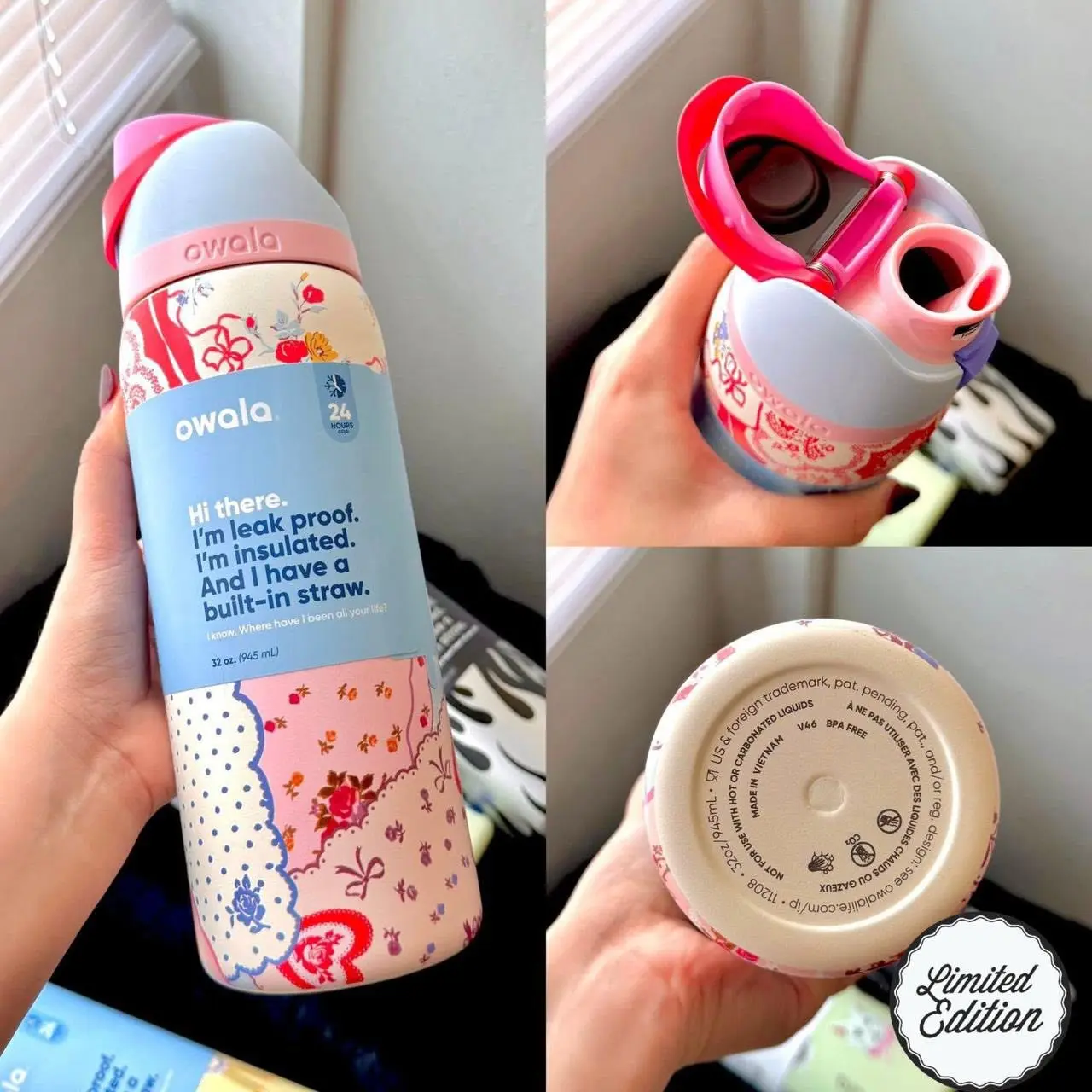 2026 Owala Freesip Insulated Stainless Steel Water Bottle with Straw & Flip Lid,Vacuum Insulated Travel Cup, Gift for friend