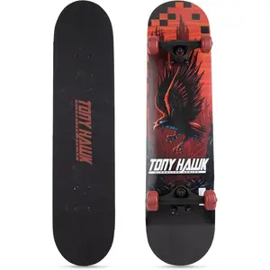 31 Inch Complete Skateboard 9-Ply Maple Wood Deck Pro Trucks Full Grip Tape Double Kick Concave Cruising Carving Freestyle Skateboard for Beginners Kids Teens Adults All Experience Levels Outdoor Street Trick Board Beginner-Friendly