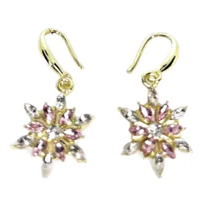 Gold and Pink Snowflake Earrings for Women - Perfect for Winter Season
