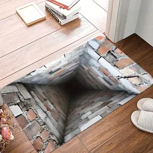 3D 3D Trap Entrance Door Mat Imitating Brick Wall Deep Well Visual Illusion, Floor Mat, Entrance Hall Funny and Creative Decorative Floor Mat, Decorative Area Rug