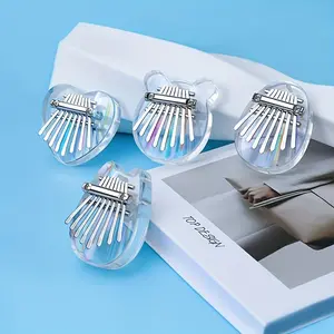 8 Keys Mini Kalimba Rainbow Transparent Heart CrystalKalimba AcrylicThumb Piano Acoustic Finger Piano MusicInstrument