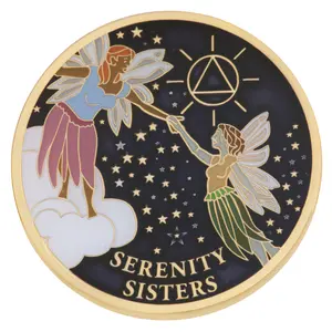 AA Exclusive Serenity Sisters Fairies 12 Step Recovery Medallion Unity Service Recovery Made in The USA Decor Gift Religious Ornaments