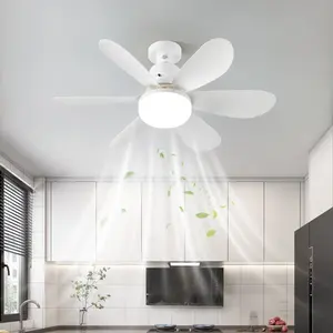 Portable compact ceiling fan with remote control and adjustable bulb, suitable for bedrooms, kitchens and living rooms, 20-inch screw type.