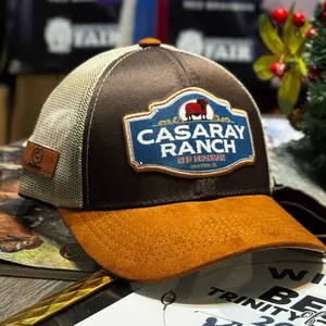 Casaray Ranch Cap - Brown and Tan Trucker Hat with Embroidered Logo and Adjustable Back for Comfort