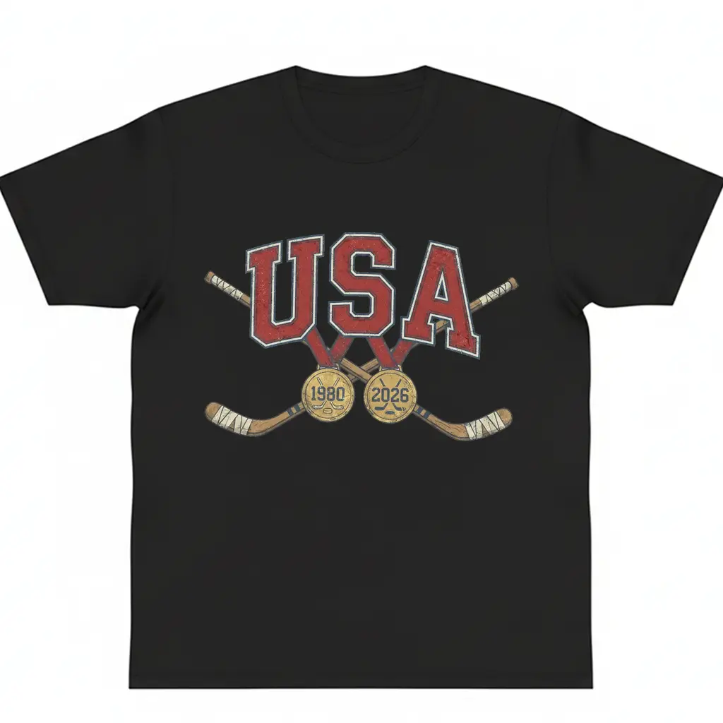 USA Hockey Gold Medal shirt 1980 and 2026 Games Tee USA Ice Hockey Sports graphic tees Goalie USA Ice Hockey  y2k cotton fashion Streetwear Lover Gift Top Trending