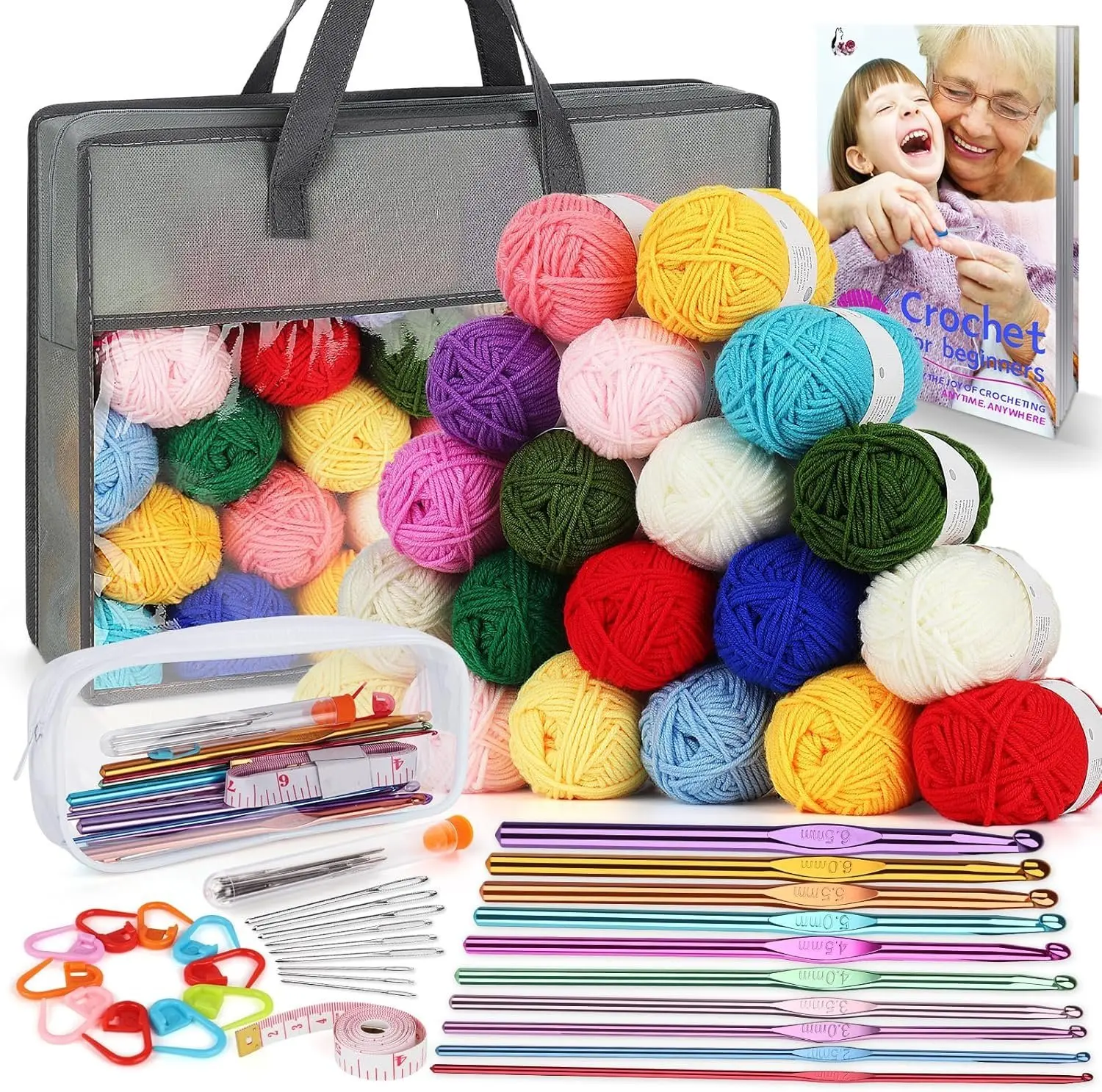 Yarn Kit, 1093 Yards Crochet Yarn for Crocheting Complete Knitting Kit for Beginners Professionals with  Crochet Hooks Detailed Instruction, Ideal Crochet Yarn Set/
