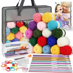 Yarn Kit, 1093 Yards Crochet Yarn for Crocheting Complete Knitting Kit for Beginners Professionals with  Crochet Hooks Detailed Instruction, Ideal Crochet Yarn Set/