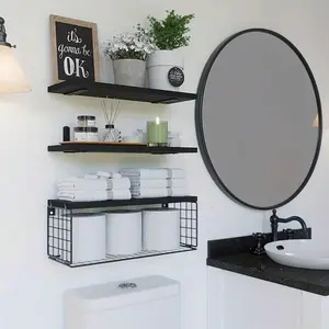 1Set Home Floating Shelf Wall Mounted Multi-Layer Organizer Iron Storage Rack for Bathroom, Space-Saving Design, Easy Installation, Durable Material, Bathroom Organizing Accessories