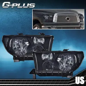 Black Shell Headlights Head Lamps Fit For 2007-13 Toyota Tundra & 08-17 Sequoia