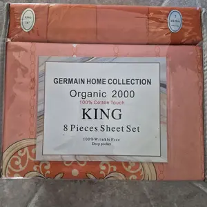 Germain Home Collection Organic 2000 100% Cotton Touch King 8 Pieces Sheet Set Wrinkle Free Deep Pocket