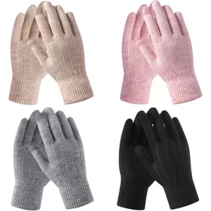Gloves for Women - 4 Pairs Winter Gloves for Women Men Cold Weather Thermal Warm Stretchy Womens Gloves