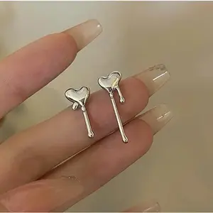 s925 sterling silver Dripping sweet Heart Irregular Stud Earrings,asymmetrical earrings,for galentine's party valentine’s day gift,fashion zirconia earrings,anniversary holiday jewelry,gift for women