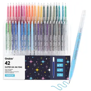 [Upgraded] Grabie Glitter Gel Ink Pens Set of 42 with more ink capacity, gift for valentines's day