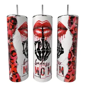 Badass Mom 20oz skinny Tumbler Coffee Drinkware Insulated Lid Portable