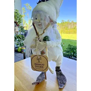 Handmade Enchanted Spirit of Peace Gnome Art Doll Earth Elemental Carrying Wood