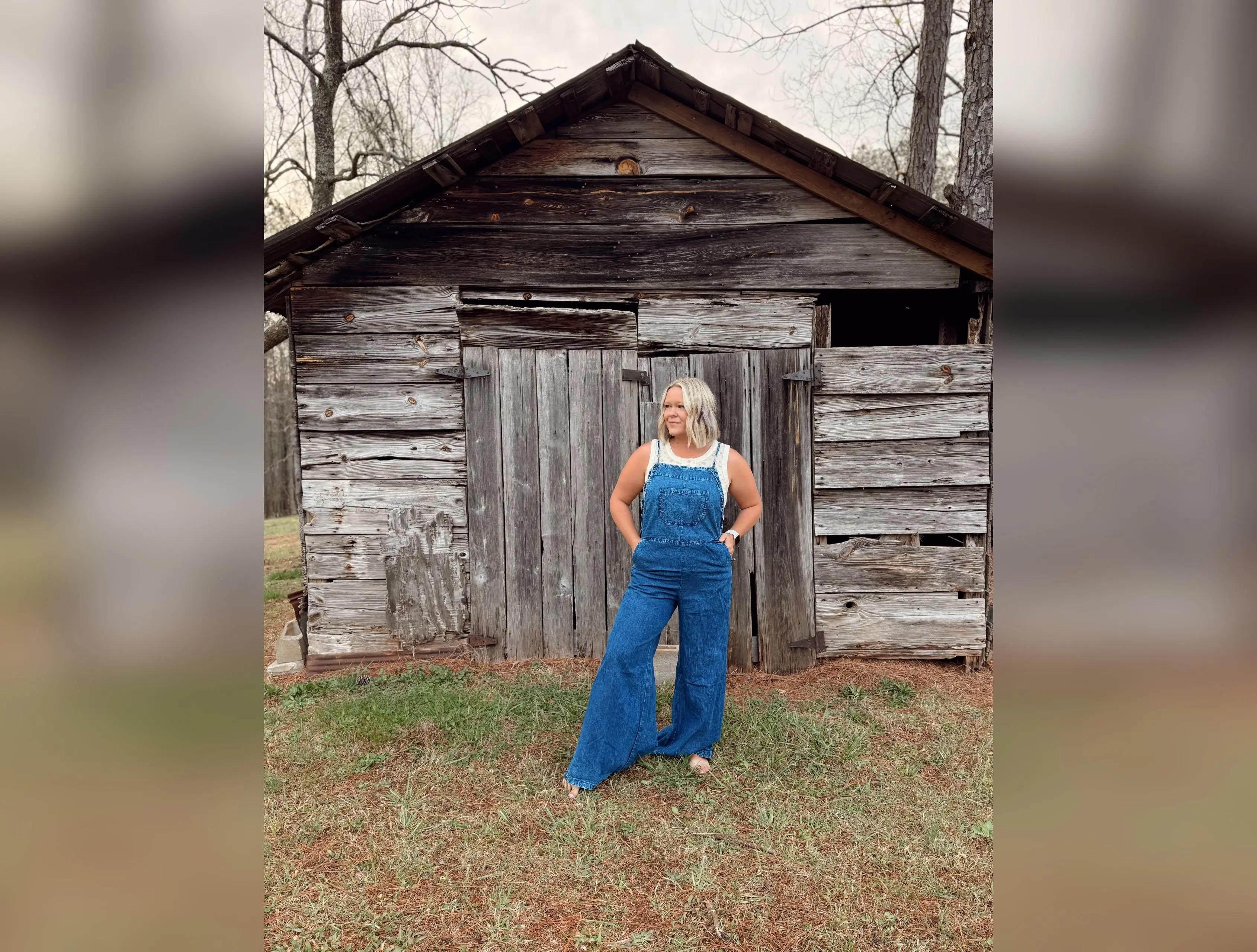 Denim Flare Leg Overall Jumpsuit