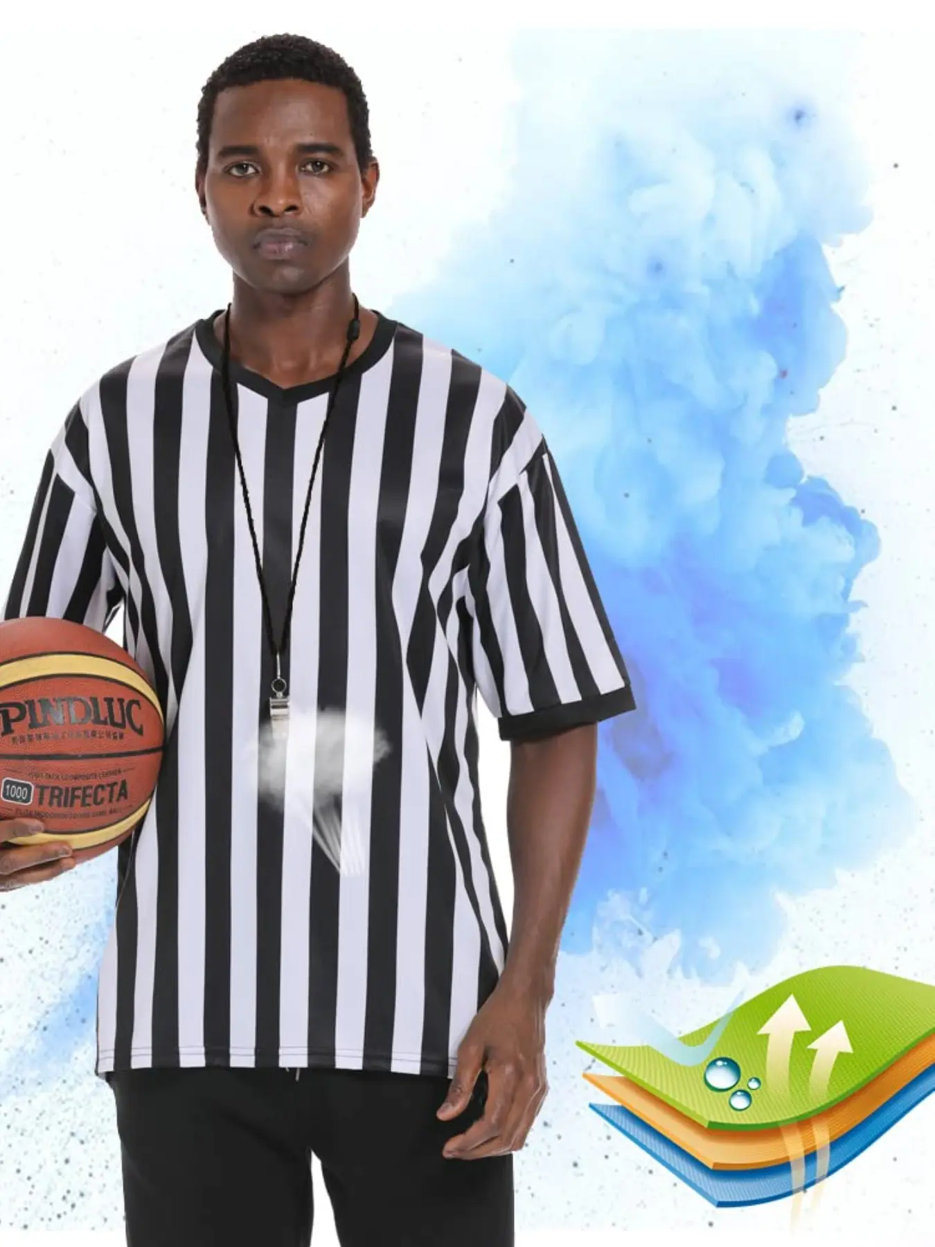 Football Referee Jersey, Classic Vertical Stripes, Quick-Dry Breathable, Essential for Matches, Comfortable and Stylish, Sports Top, Sports Clothing