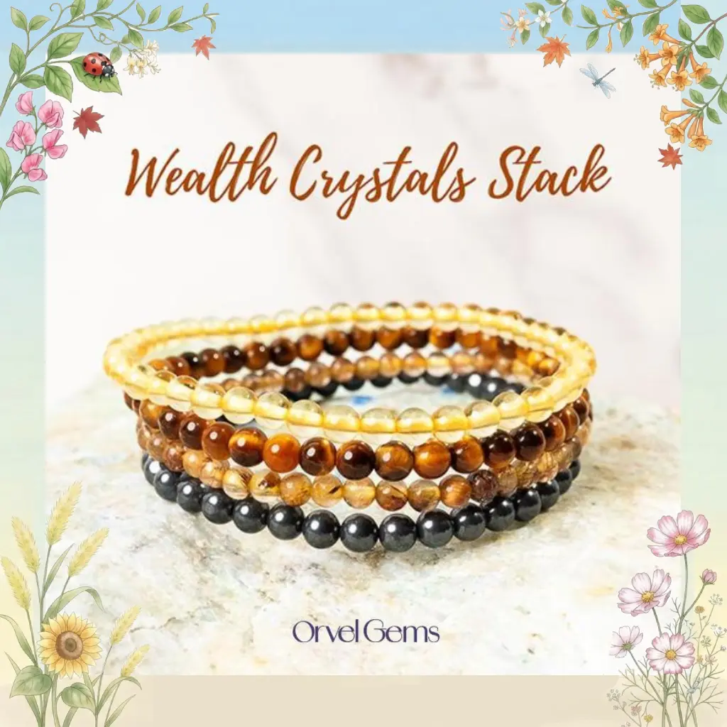Sunshine Aura Bracelet Stack | Tiger's Eye, Hematite, Citrine, Rutilated Quartz | Handcrafted Jewelry for Healing