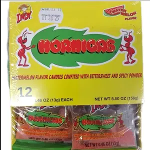 Indy Hormigas Watermelon Bonbon Snacks, Spicy Powder-Coated Candies - 12 Pieces, Snack Sweet