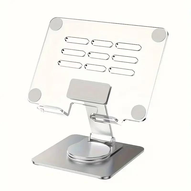High Transparency Acrylic Tablet Stand, 360 Degree Rotatable, Foldable, Adjustable Height, Metal Portable Monitor Stand for iPad iPhone X, Stable Phone Holders, Tablet Phone Mount, Tablet Mounts