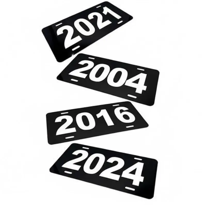 Custom Year License Plate 2026 2021 2016 Black White Aluminum Vanity Plate Car Decor Gift