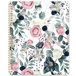 Floral Spiral Notebook, 8.5" x 11", 160 Pages, College Ruled, Thick Paper with Back Pocket