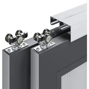 6FT/72in Bypass Double Sliding Pocket Door Hardware Kit, Commercial Grade Aluminum Bypassing Closet Doors Track for 2 Door System, Slide Smoothly Quietly, Easy Install, No Door