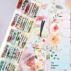 Floral  Tabs 90 Decorative  Tabs Laminated Colorful  Book Indexing Tabs Old and  Testament Laminated Matte Film Pretty  for Women Girls