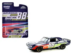 1969 Chevrolet Camaro #88 "Hendrick Motorsports First Win Tribute" Dark Blue with Graphics 1/64 Diecast Model Car by Greenlight