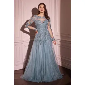 Andrea and Leo Couture MA108  Long Sleeves Tulle Gown