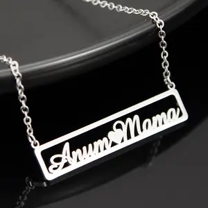 AS043 Customized Creative Stainless Steel Hollow Name Pendant Couple Love Name Necklace