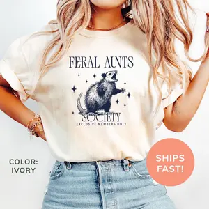 Feral Aunts Society Shirt, Opossum Shirt, Pregnancy Reveal Shirt, Baby Announcement Shirt, Funny Aunt Shirt, Aunt Gifts