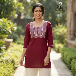 Trendy Short Kurti Top | Heavy Rayon Embroidered Pinterest Style