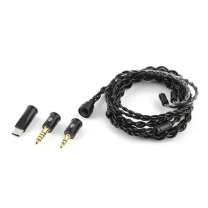 KiwiEars co-branded with AXEL Terras 3-in-1 3.5+4.4mm+Type-C Cable Black-Brown