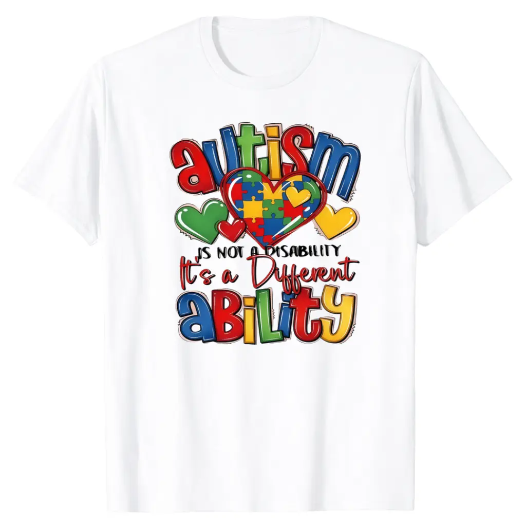 Autism Is A Different Ability Casual Loose Fit T Shirt For Women Autism Awareness Everyday Wear