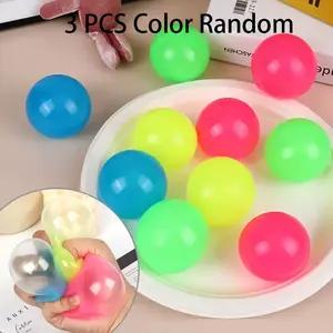 3pcs Color Random Sticky Elastic Stress Balls, Wall Stick Target Ball, Perfect Gift for Birthday, New Year, Halloween, Christmas