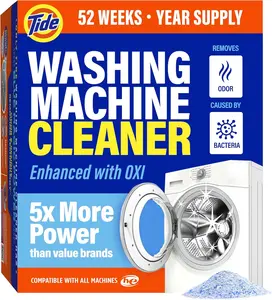 52 Week Supply  Tide Washing Machine Cleaner with Oxi for Front and Top Loader Washer Machines, Deep Cleaning Residue & Odor Eliminator, 12 Month Supply (Packaging May Vary)