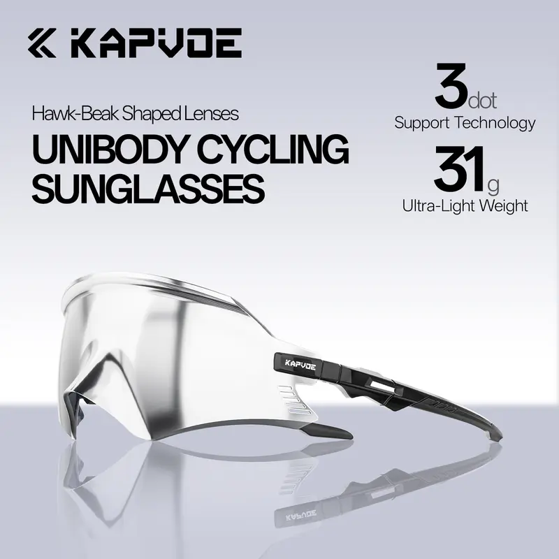 Kapvoe Unisex Eagle Beak Multi-Sport Shield Sunglasses - TR90 Lightweight Frame, UV400 PC Anti-Wind & Sand Lenses, Italian-Designed, Ready for Bikes, Baseball, Sunglasses for Women, Adults' Sports Accessories