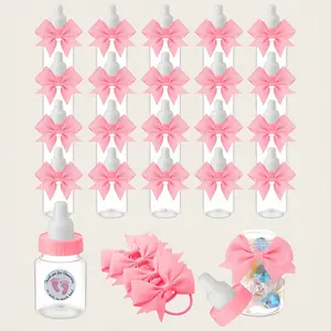 Mini Baby Bottle Set, 1/6/12 Pieces, 3.5 Inch Plastic Bottles, Ideal for Baby Shower Party, Party Favors Assortment, Thank You Stickers & Bow Included, Party Favor Packs