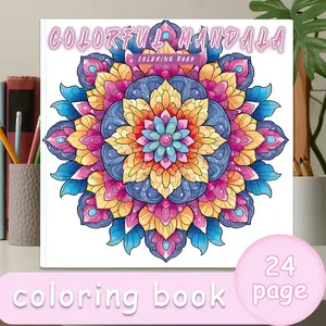 Mandala Coloring Book, Art, 24 Bold Stress-Relief Designs, 7.9in X 7.9in Perfect Size, Thick Paper, Original Hand Drawn Patterns, Ideal Gift