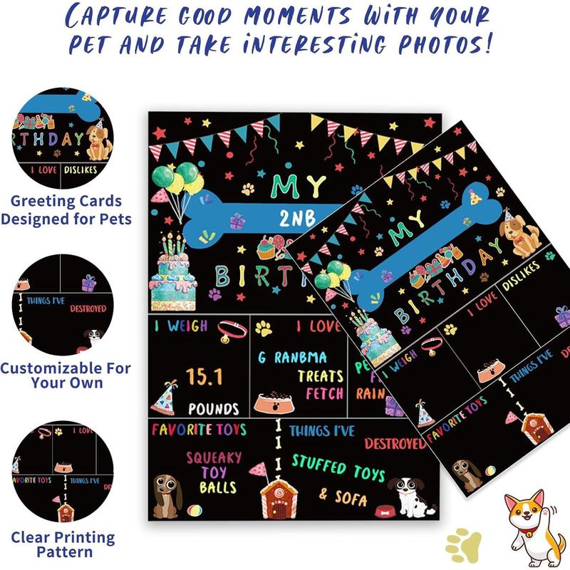 Blue Dog Birthday Party Supplies Pet Birthday Bandanas Boy Doggy Birthdays Hat Bow Tie Greeting Card Numbers It's My Bday Mother Puppers Sign Banner for Medium Large Pets