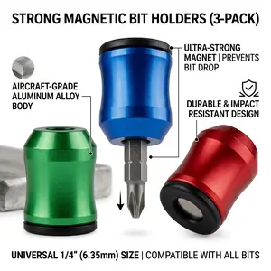 3PCS Upgrade Strong Magnetic Screw Holder Ring, Universal Screwdriver Head Bit Magnetizer Ring, Removable Anti-Slip Magnetic Bit Holder for Power Drills, Hex Screwdrivers & Power Tools, for Home DIY Repair, Carpentry, Mechanical Work & Daily Maintenance