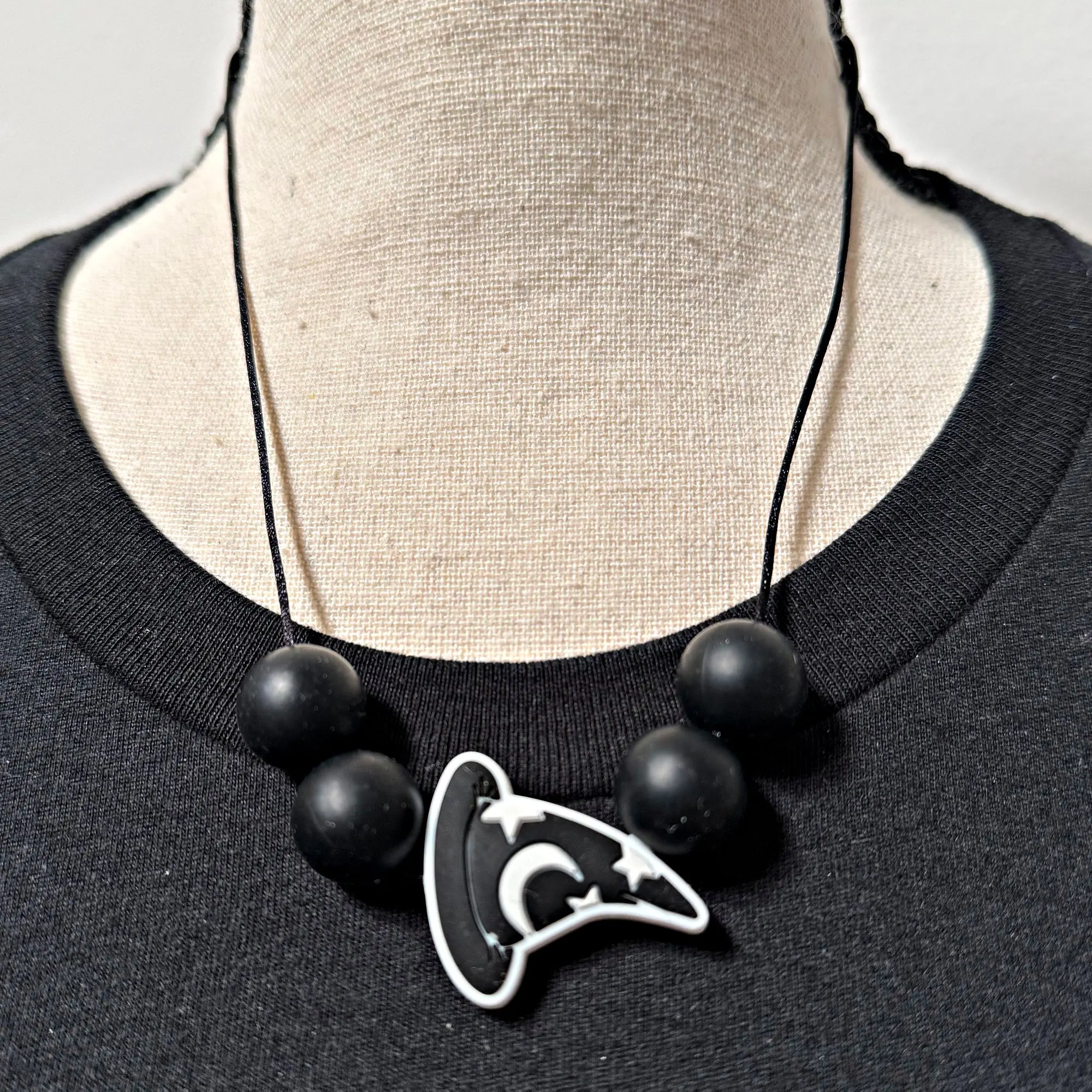 Witchy Hat Teething Necklace for Babies & Toddlers, Sensory Fashion Costume Jewelry Accessory, 20" from End to End, Note: Choking Hazard Small Parts