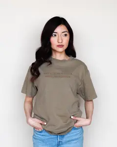 'Empowered Mujeres, Empower Mujeres' Embroidered Brown Shirt