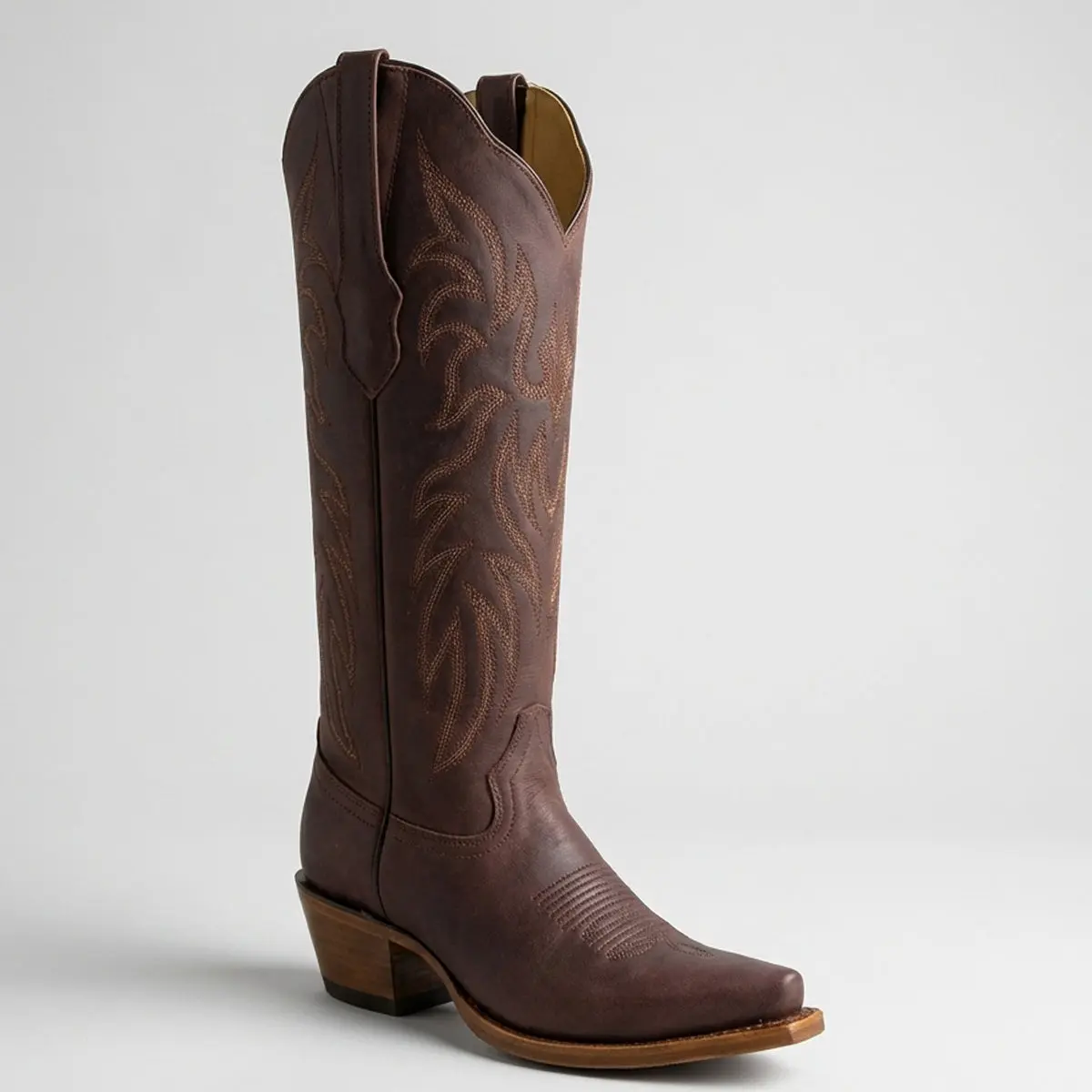 Women's Chocolate Brown Knee High Boots Snip-Toe