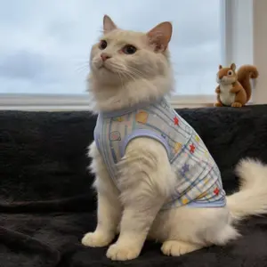 Ocean Shell Print Pet Sleeveless Vest, Anti-Shed Breathable, Suitable for Ragdoll, British Shorthair Cats, Teddy Dogs Clothes