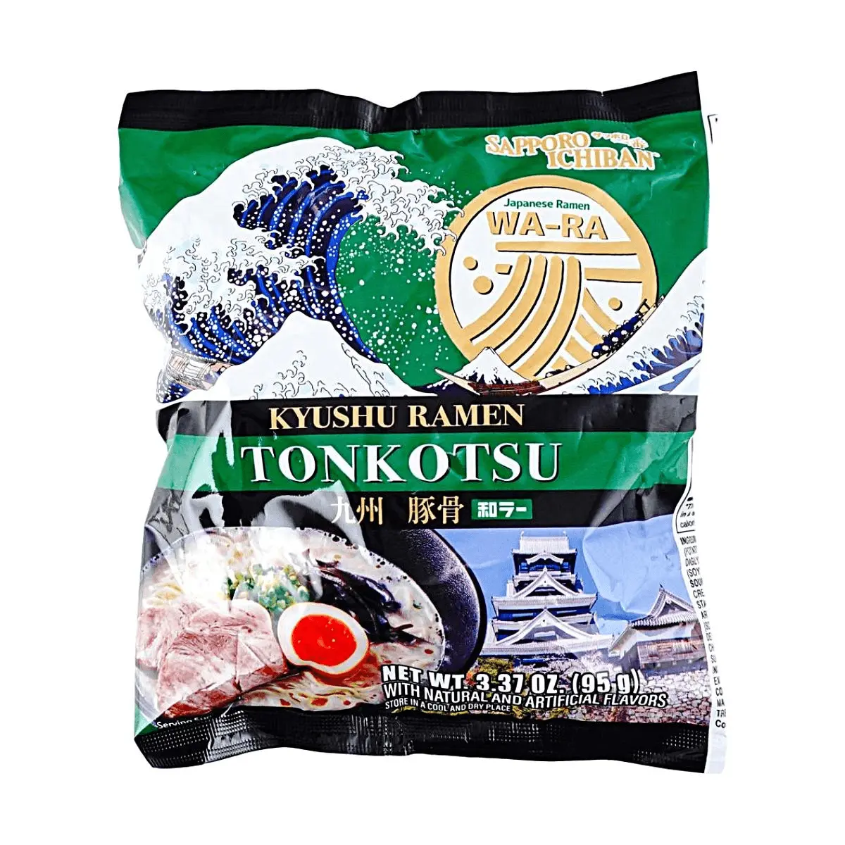 SANYO Foods Japan WA-RA Kyushu Tonkotsu Ramen 95g - Rich Pork Bone Broth, Springy Thin Noodles, Authentic Japanese Instant Ramen