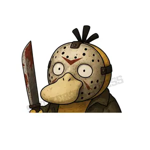 Cute Horror Slasher Duck Vinyl Sticker 5INCH Waterproof UV Resistant Car Decals Laptop Stickers Funny Parody Horror Decal