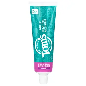 Tom's of Maine Antiplaque & Whitening Toothpaste, Fluoride Free, Fennel , 4.5 oz (127 g)