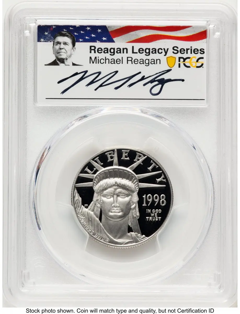 Modern Bullion Coins (1998-W Proof Platinum Eagle 1/2 oz Reagan Legacy Series Michael Reagan Picture)